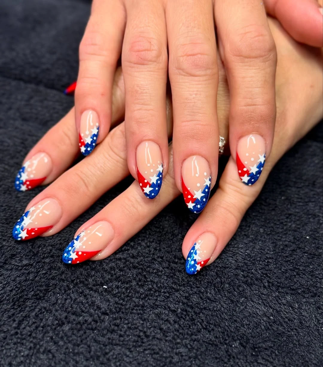 4th of july nails 2026 + Sparkling Star French Tips for a Polished July Look
