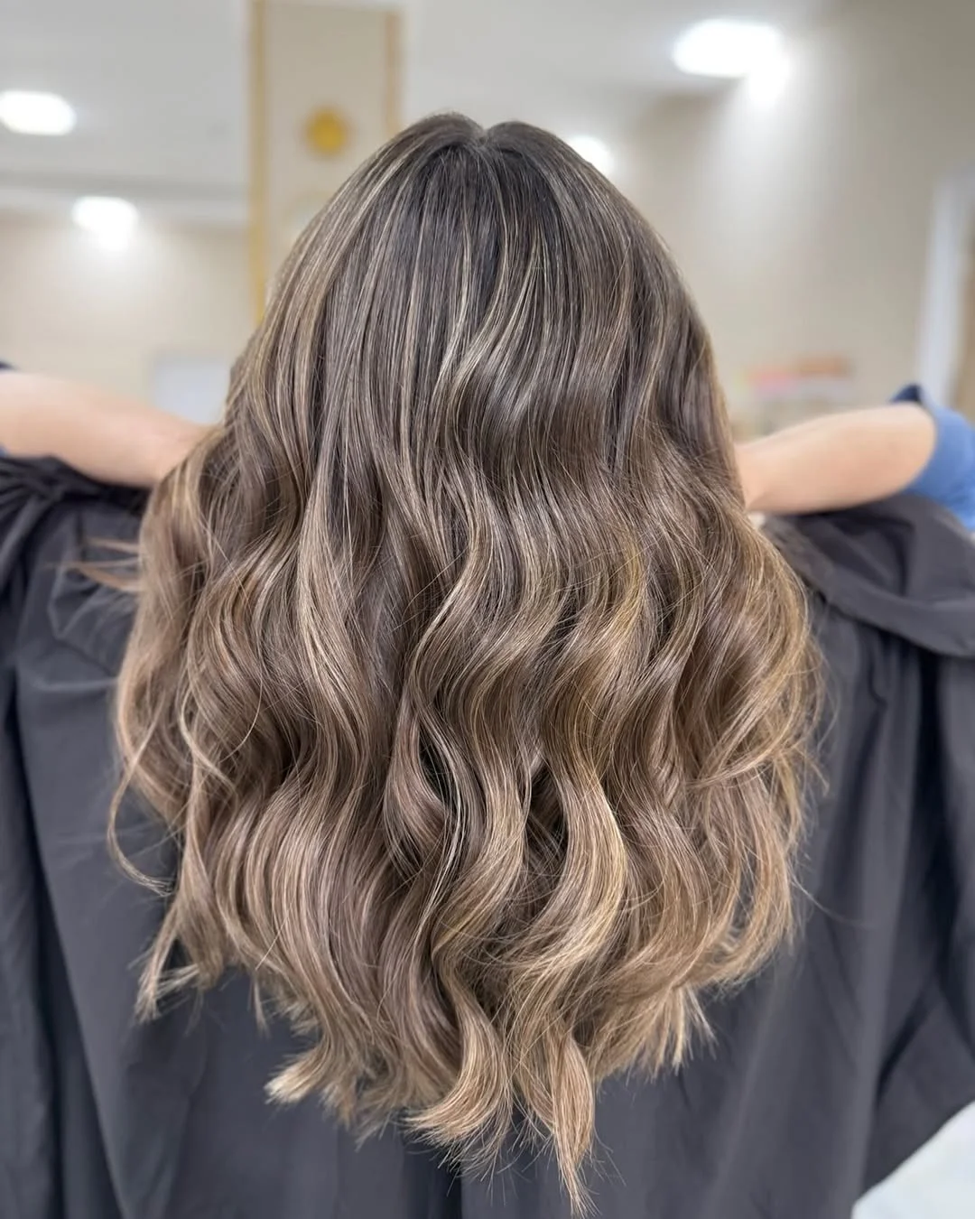 ashy summer mushroom brown hair color 2026 + Smoky Taupe Balayage with Airy Mid Length Movement