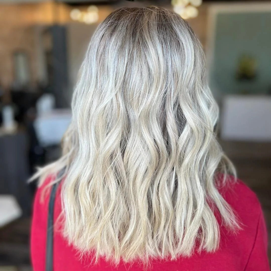 bright summer blonde hair color 2026 + Cool Pearl Blonde on a Breezy Midi Cut