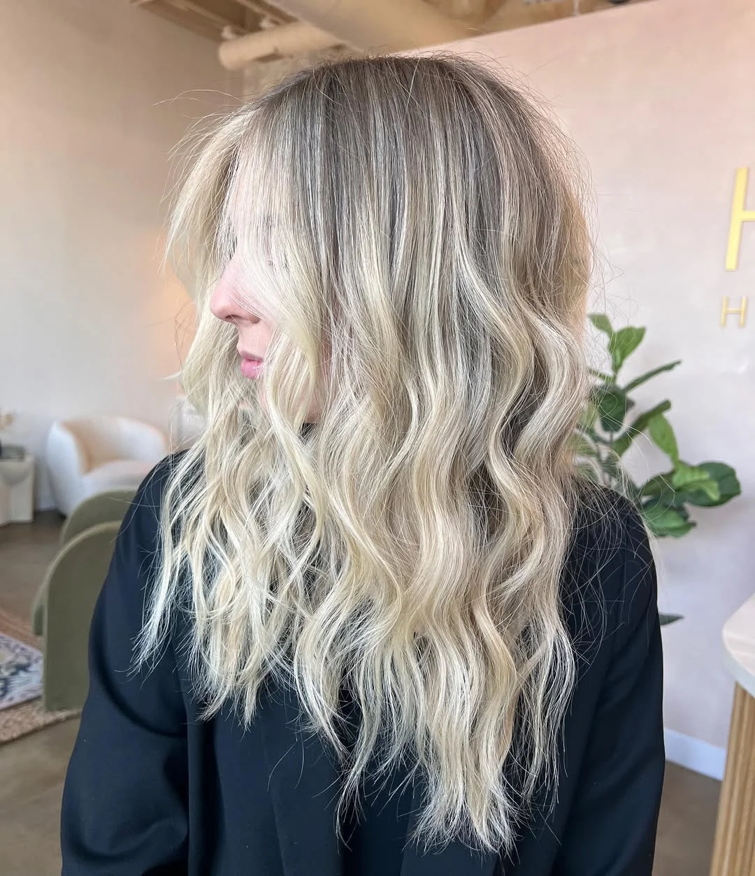 bright summer blonde hair color 2026 + Cool Vanilla Blonde With Airy Lived In Waves