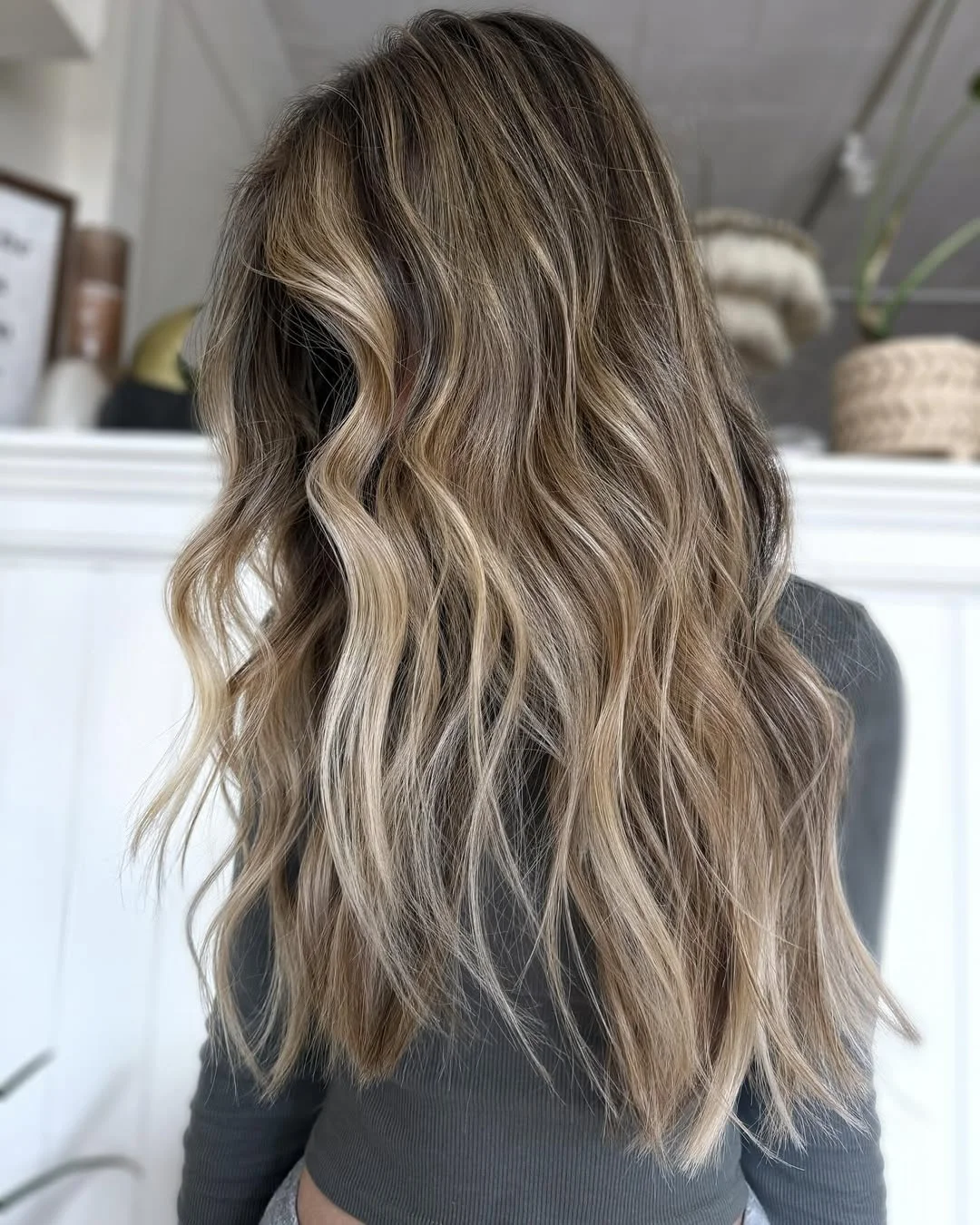 bright summer blonde hair color 2026 + Smoky Beige Ribbon Blonde for a Textured Midi Cut
