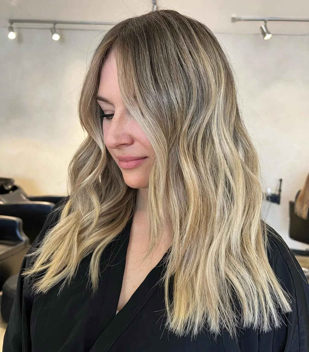 bright summer blonde hair color 2026 + Buttercream Balayage Lob With Soft Natural Depth