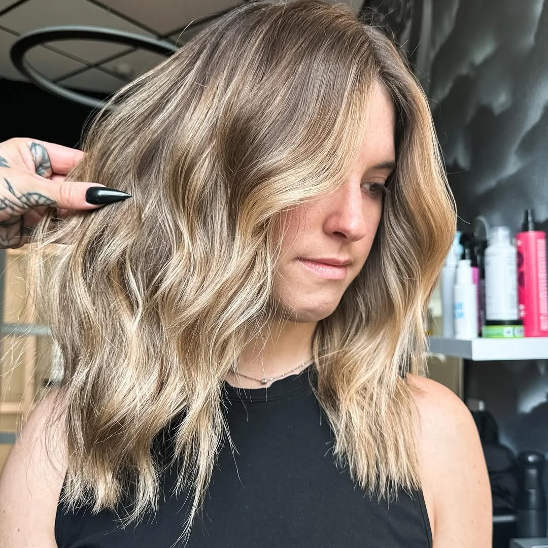 bright summer blonde hair color 2026 + Toasted Root Blonde Lob With Illuminated Face Framing