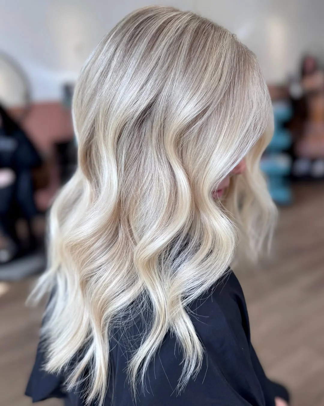 bright summer blonde hair color 2026 + Icy Pearl Blonde With Satin Summer Waves