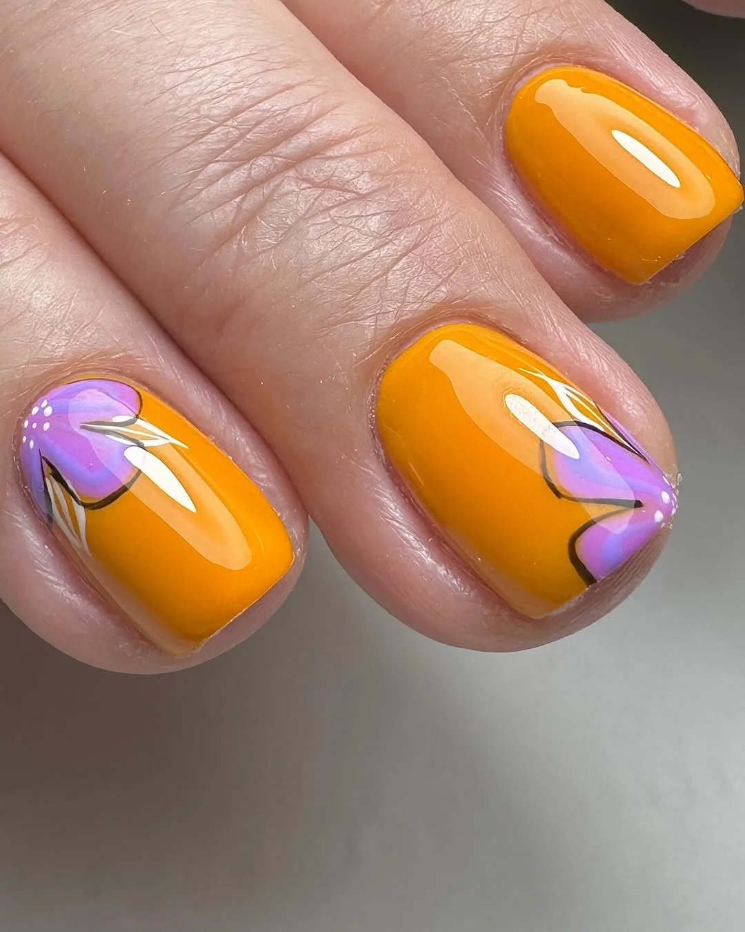 bright summer nails 2026 + Tangerine Petals on Short Square Nails