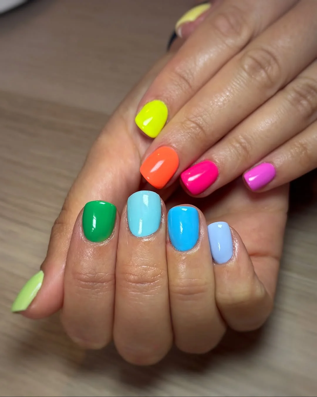 bright summer nails 2026 + Rainbow Candy Short Nails