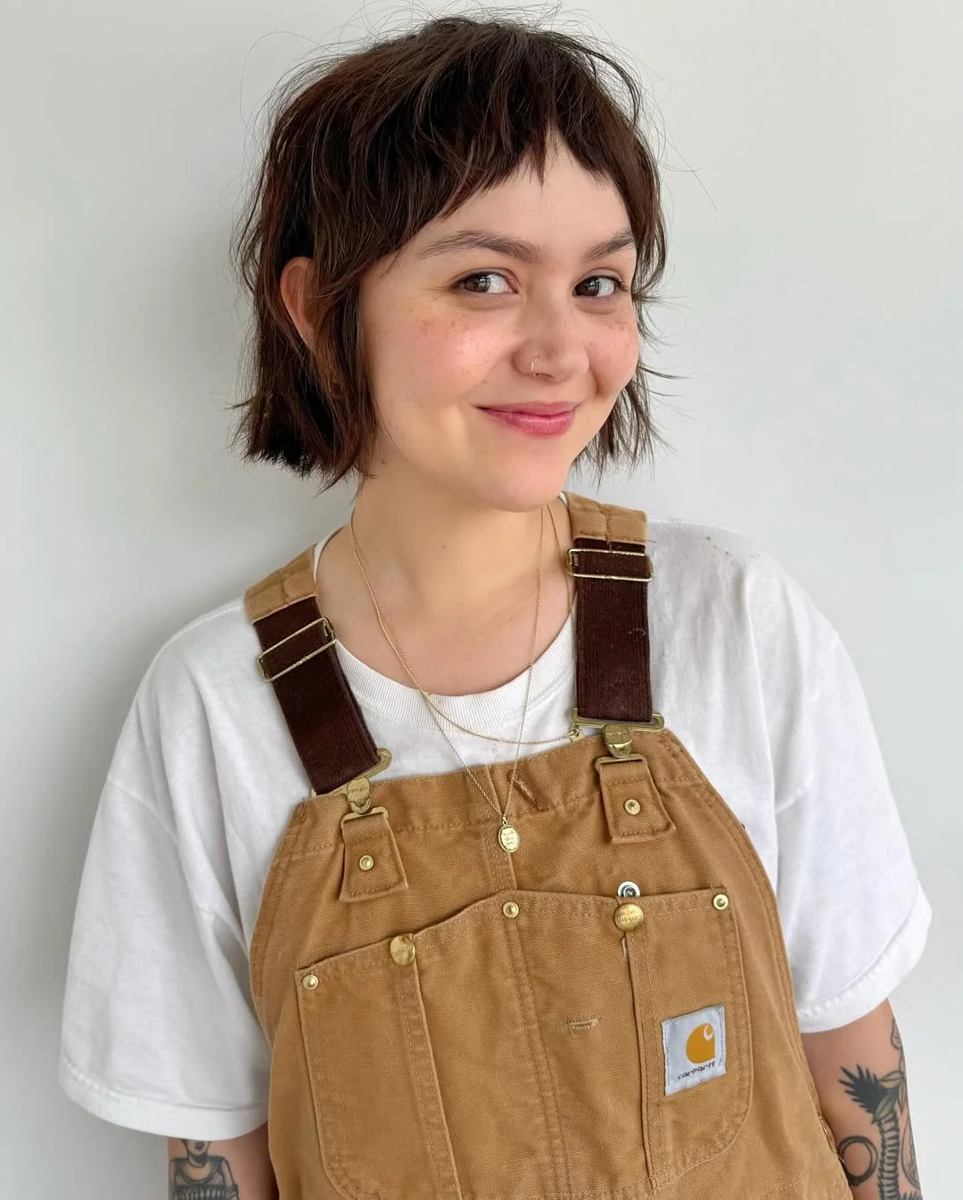 choppy summer haircuts for thin fine hair 2026 + Chestnut Micro Fringe Bob With Flicked Choppy Ends