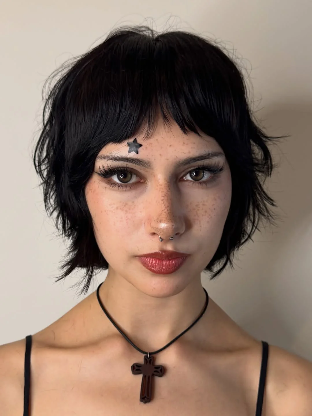 choppy summer haircuts for thin fine hair 2026 + Midnight Shaggy Bob With Wispy Piecey Bangs