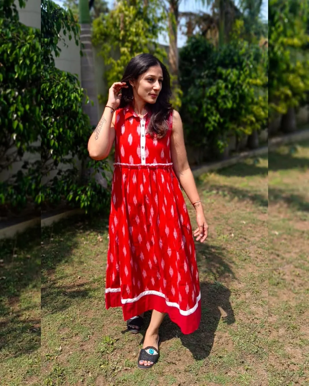 comfy breathable summer outfits 2026 Red Sleeveless Cotton Dress for Bright Hot Days