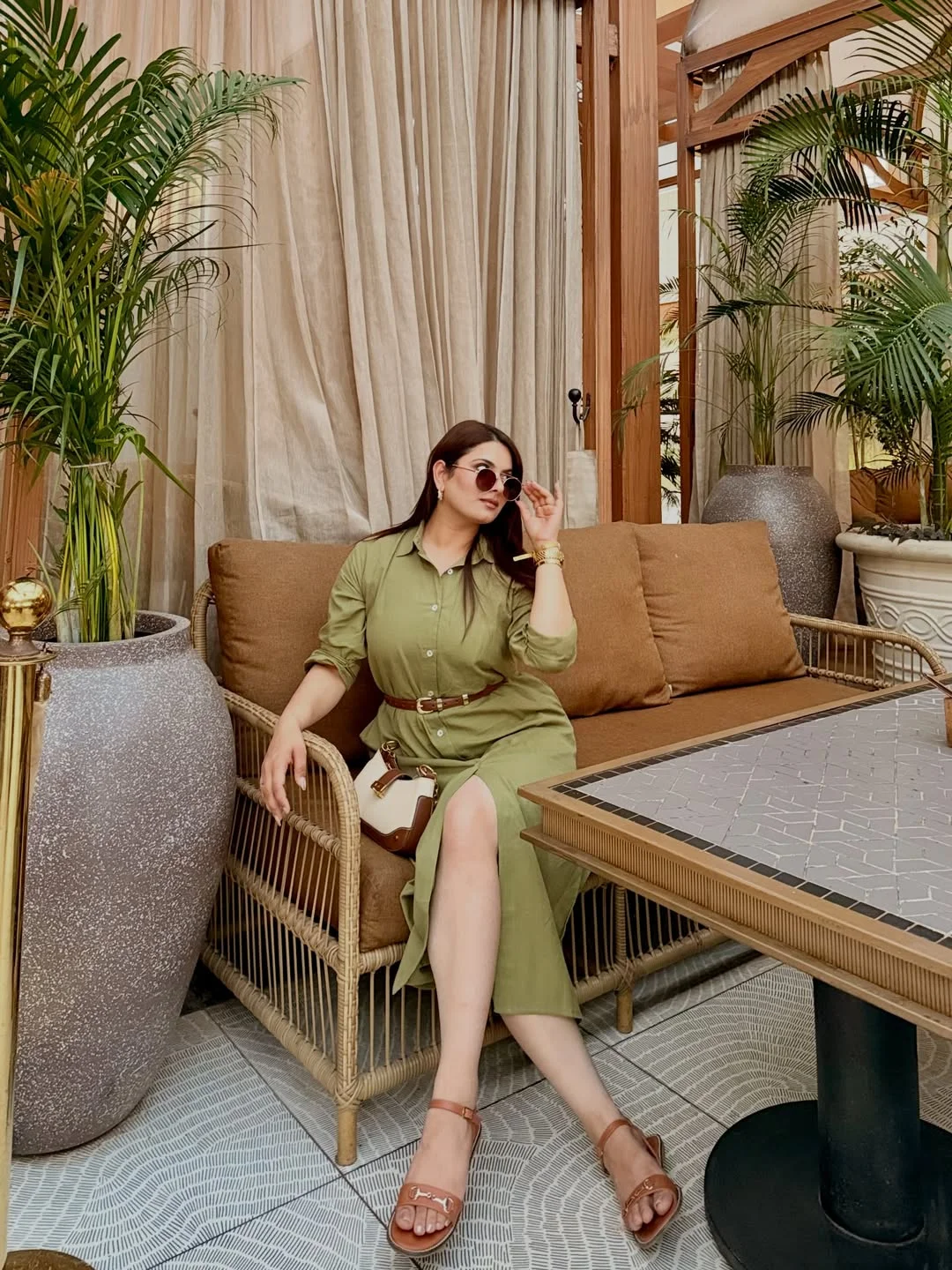 comfy breathable summer outfits 2026 Olive Shirt Dress With Soft Vacation Polish