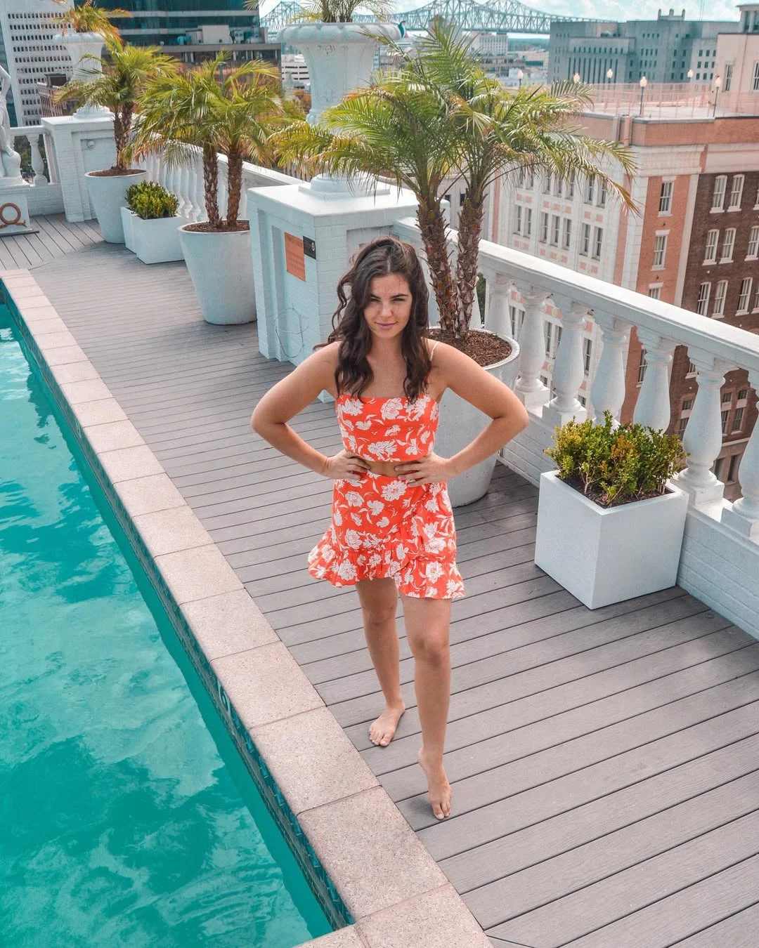 cute boho summer outfits 2026 Tropical Rooftop Set with Playful Island Energy
