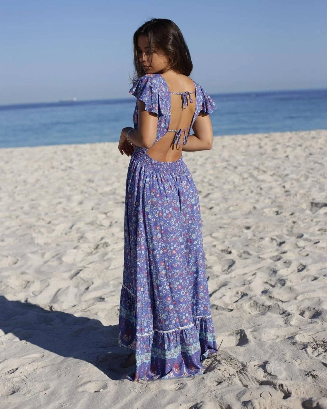 cute boho summer outfits 2026 Open-Back Coastal Maxi Dress Energy