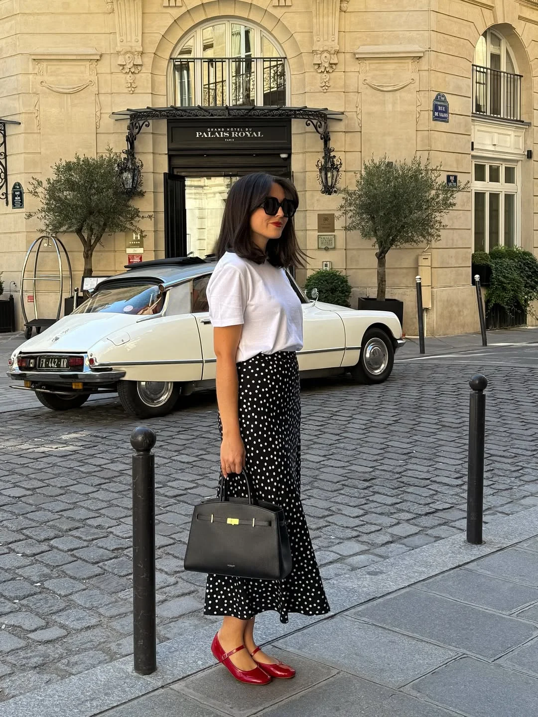 cute every day summer outfits 2026 Polka Dot Midi Skirts And Red Flats For Effortless Parisian Style