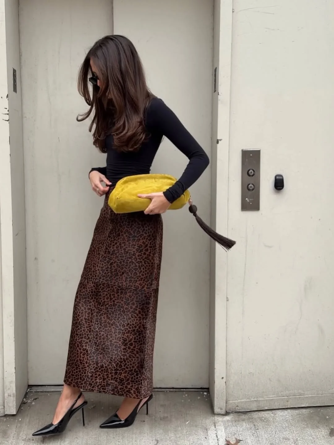cute every day summer outfits 2026 Leopard Print Satin Skirts Styled With Sleek Black Basics
