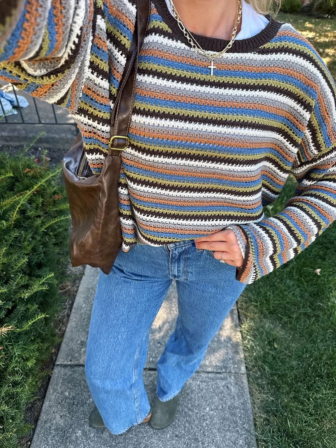 cute every day summer outfits 2026 Striped Crochet Sweaters And Relaxed Denim For Cooler Summer Days