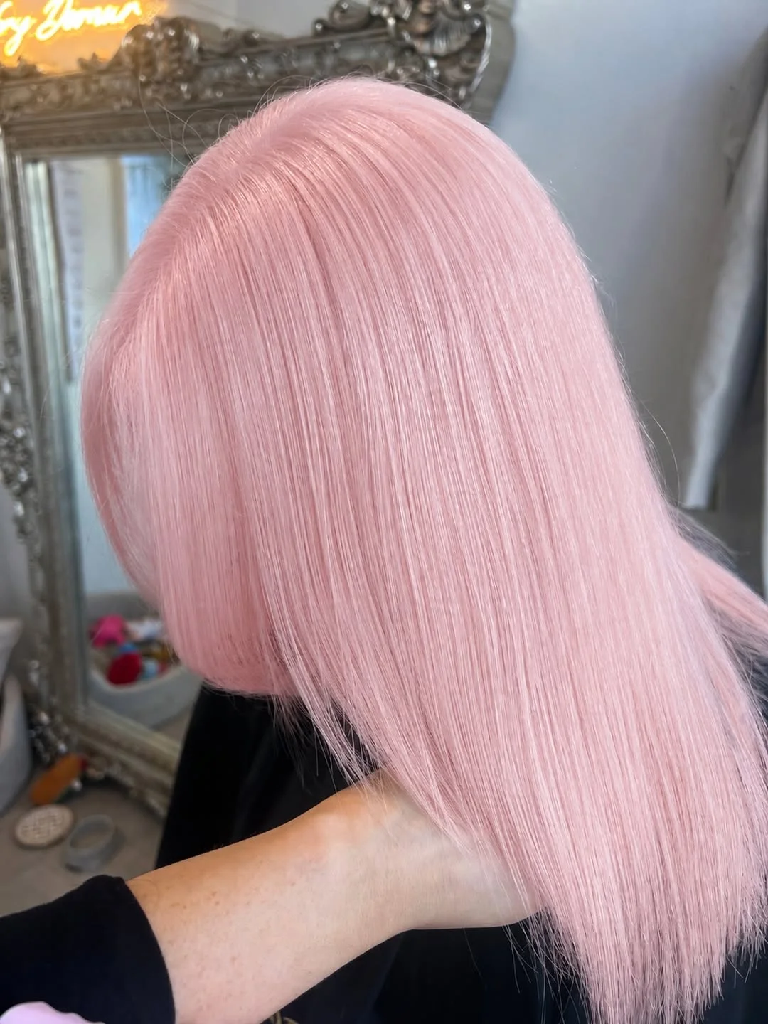 cute summer hair color ideas 2026 + Blush Milk Pink Glass Hair