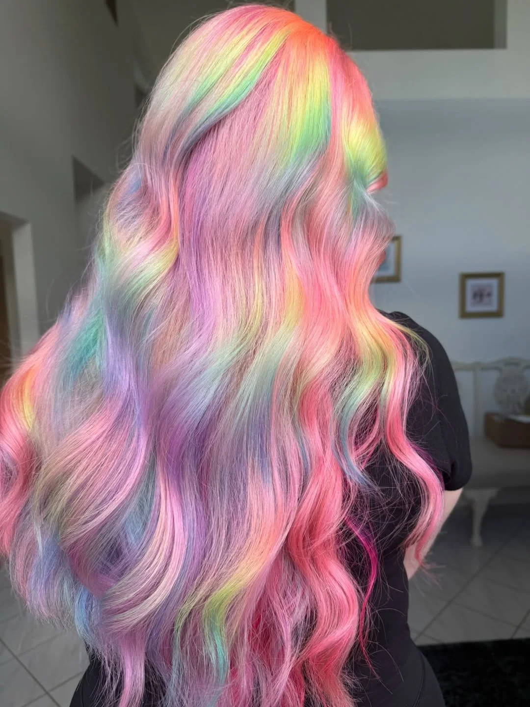 cute summer hair color ideas 2026 + Pastel Rainbow Waves with Cotton Candy Shine