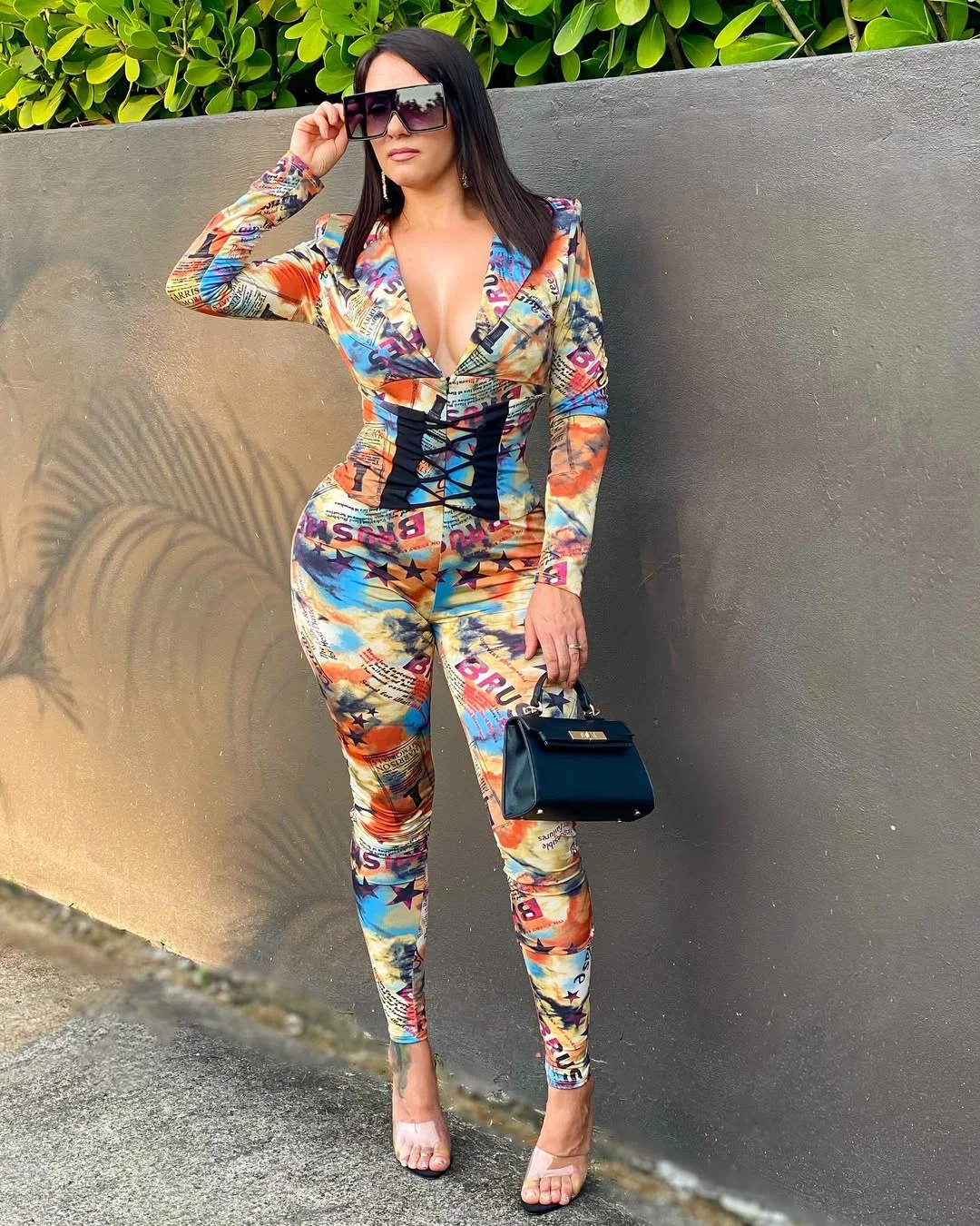 dressy summer jumpsuit outfits 2026 + Statement Print Jumpsuit For A Bold Summer Night