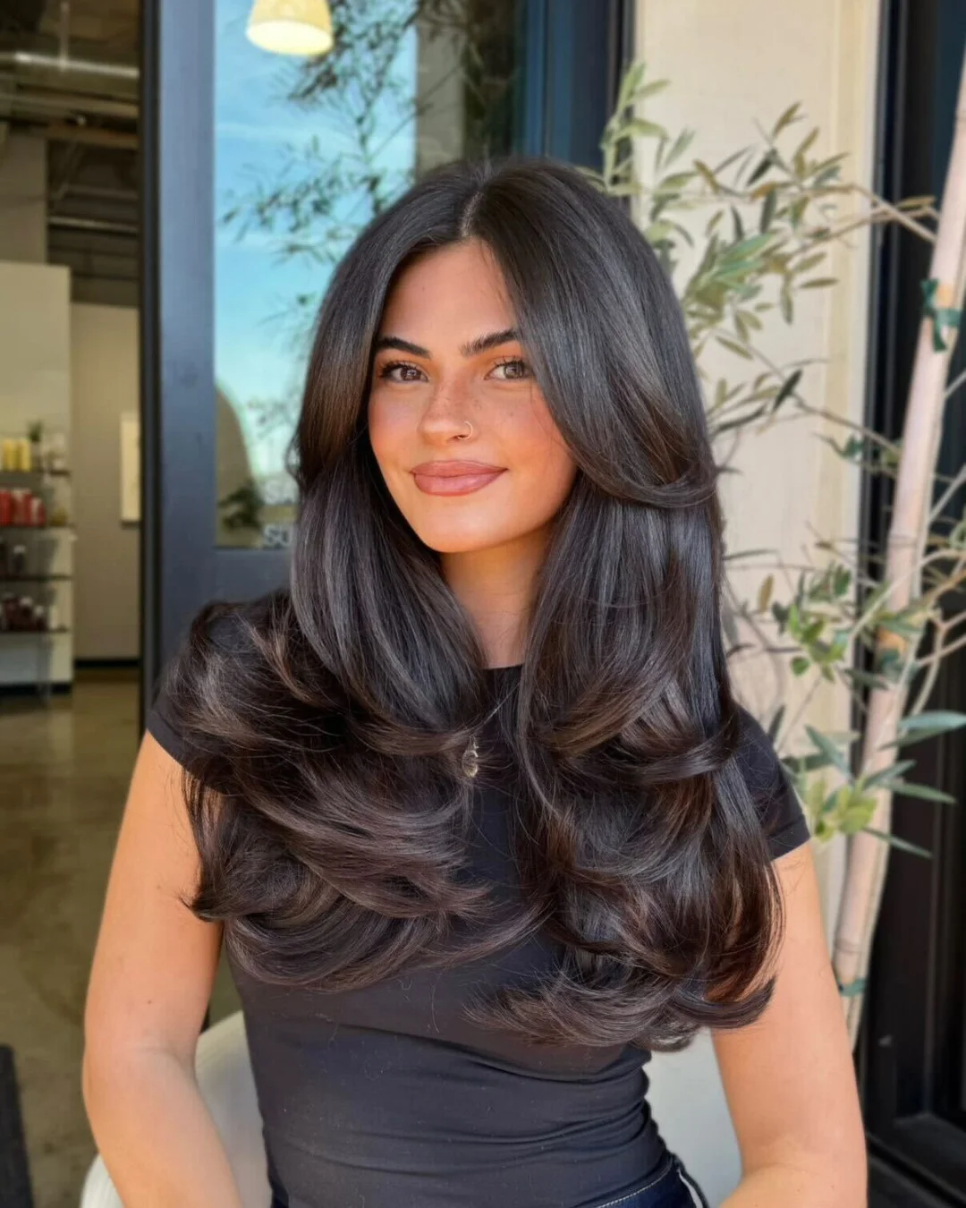 effortless summer haircuts for long hair 2026 + Midnight Butterfly Layers with Glossy Volume