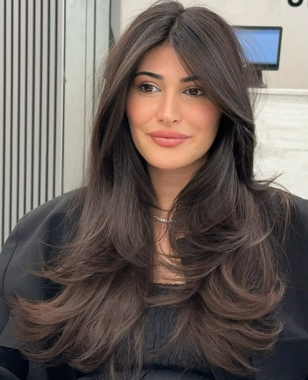 effortless summer haircuts for long hair 2026 + Espresso Butterfly Layers with a Silky Rounded Finish