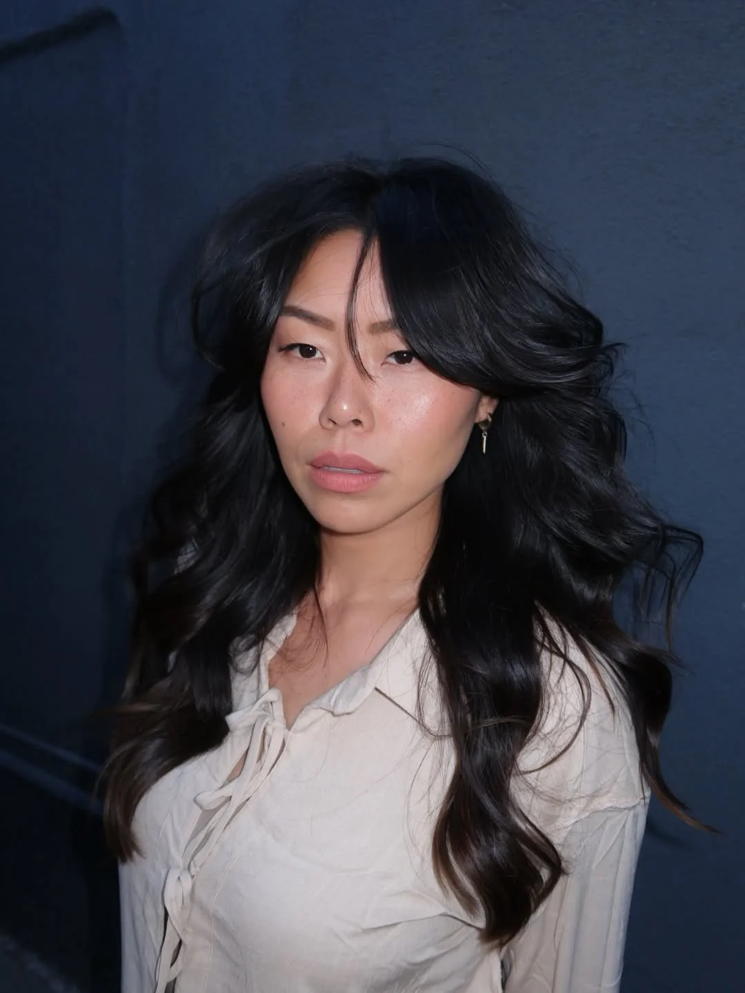 effortless summer haircuts for long hair 2026 + Inky Black Waves with Airy Curtain Movement