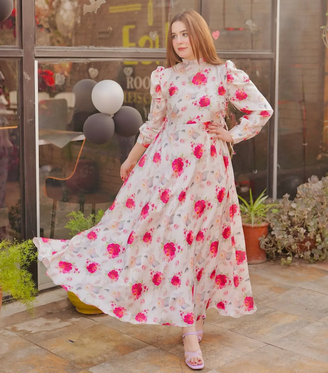 floral summer sleeveless dresses 2026 White Rose Maxi Dress With Romantic Sleeves