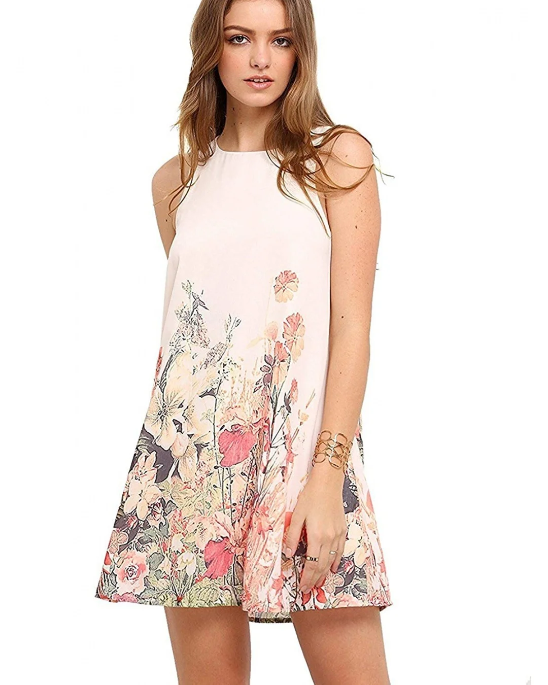 floral summer sleeveless dresses 2026 Blush Floral Swing Mini Dress