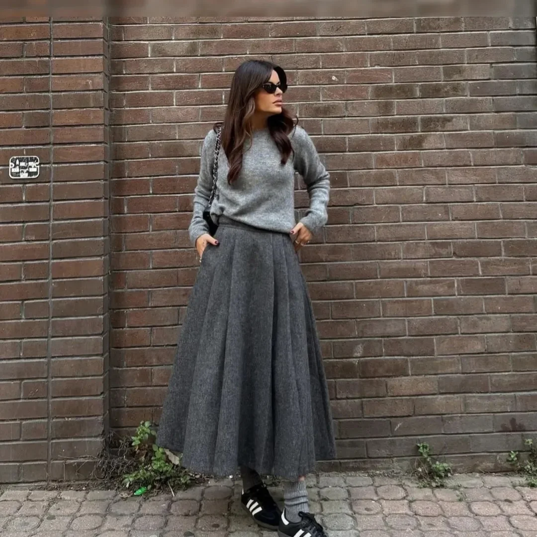 flowy summer skirt outfits 2026 Soft Grey Maxi Skirts For Cooler Transitional Days