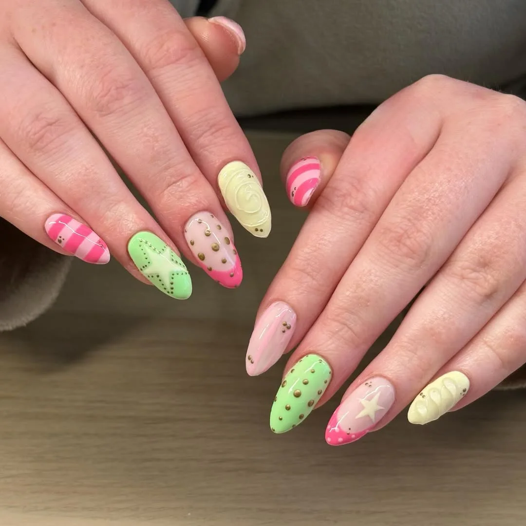 funky summer nails 2026 + Pastel Texture Nails with Sweet Raised Details