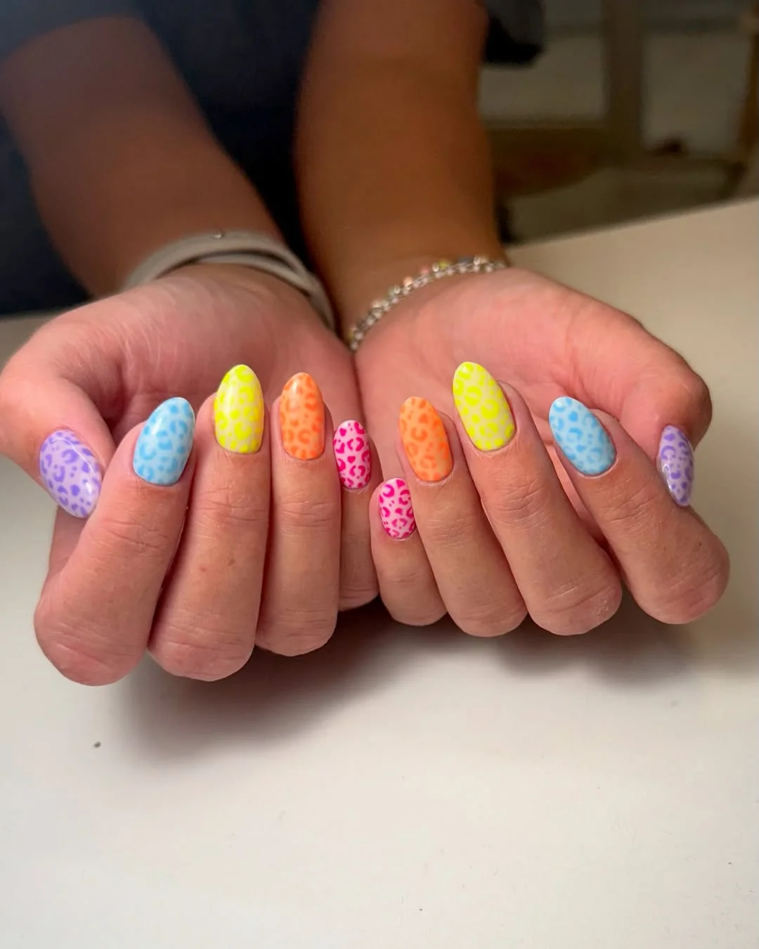 funky summer nails 2026 + Neon Leopard Nails in a Sorbet Color Palette