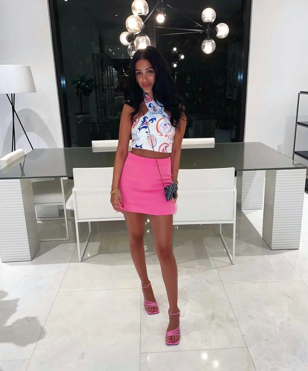 halter summer crop top outfits 2026 Bright Pink Mini Skirt Looks That Feel Made for Summer Parties