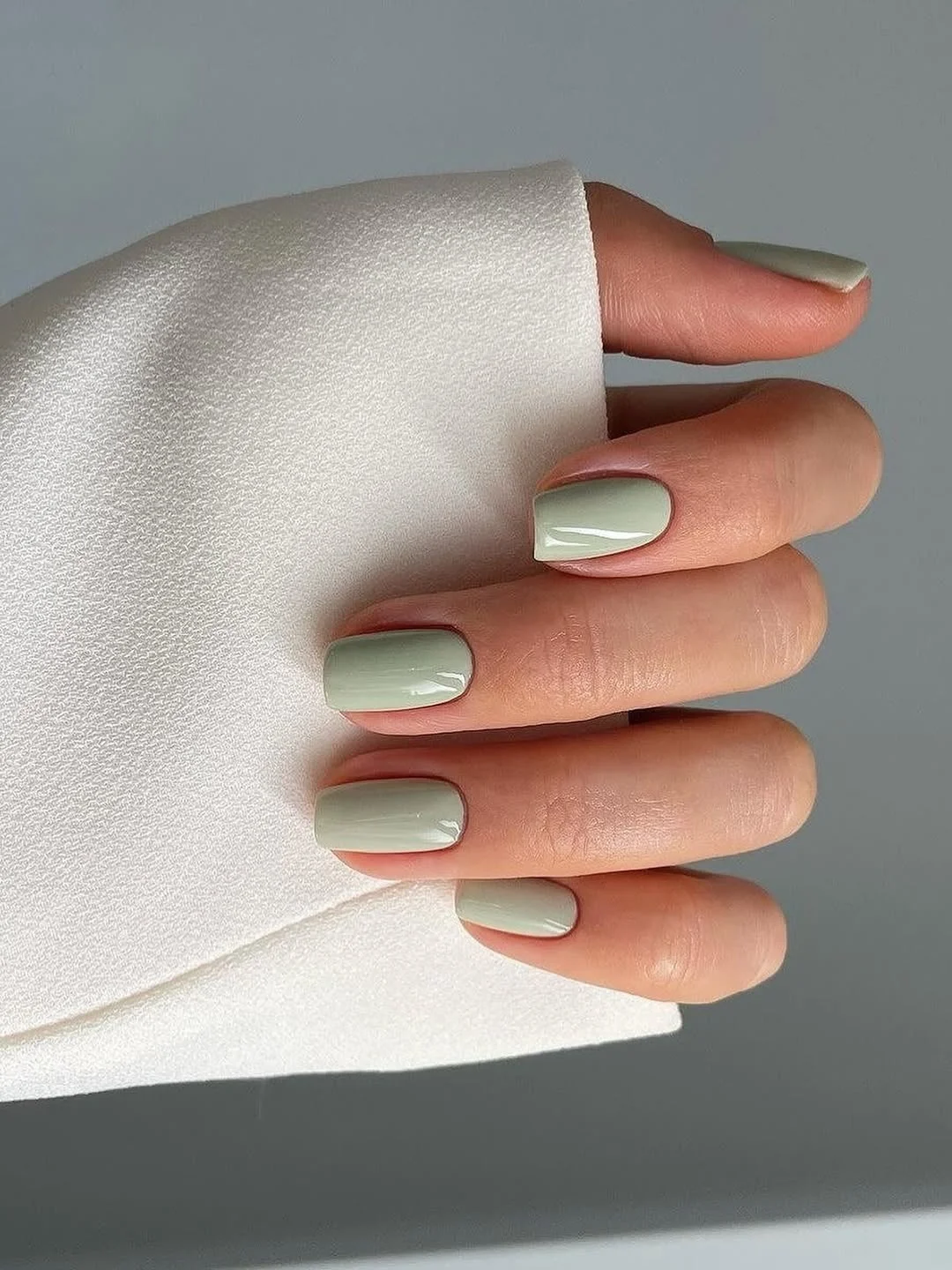 June Nail Colors ideas - Summer Trends 2026 Soft Sage Gloss Nails That Quietly Elevate Everything