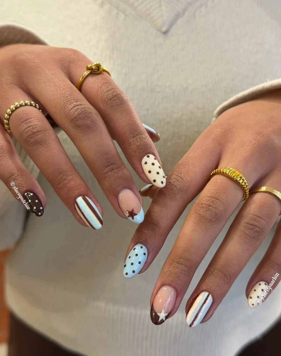 June Nail Colors ideas - Summer Trends 2026 Chocolate Dot Nails With a Soft Vintage Café Aesthetic