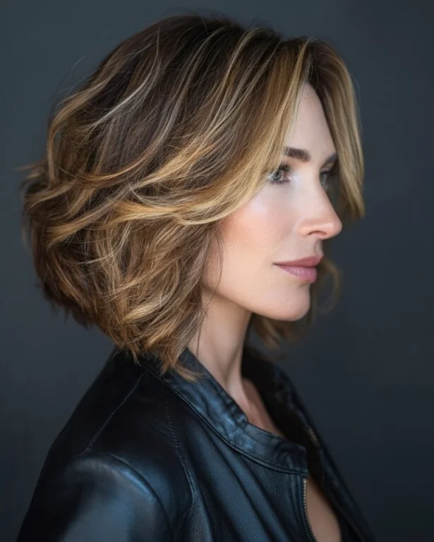 layered summer bob haircut 2026 Dimensional Wavy Bob With Highlighted Movement