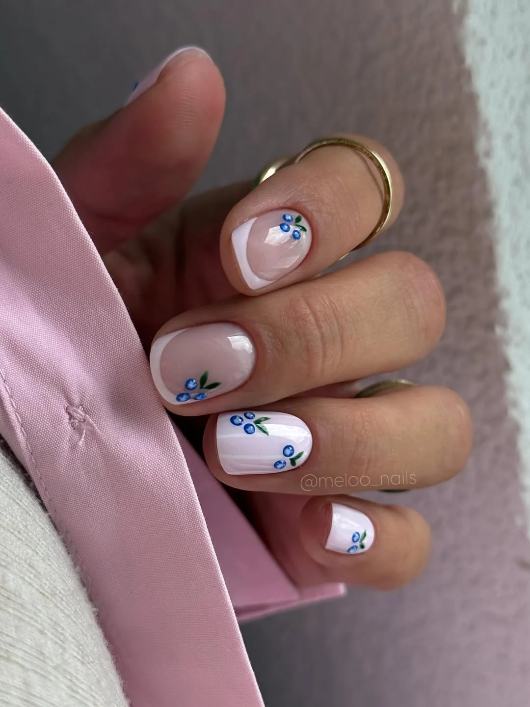 light summer nails 2026 + Blueberry French Tips on Milky Short Nails