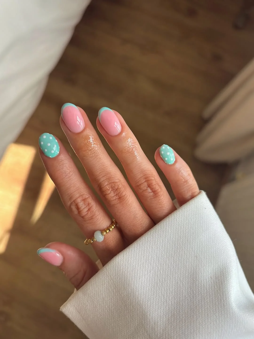 light summer nails 2026 + Mint Polka Dots and Pastel French Tips
