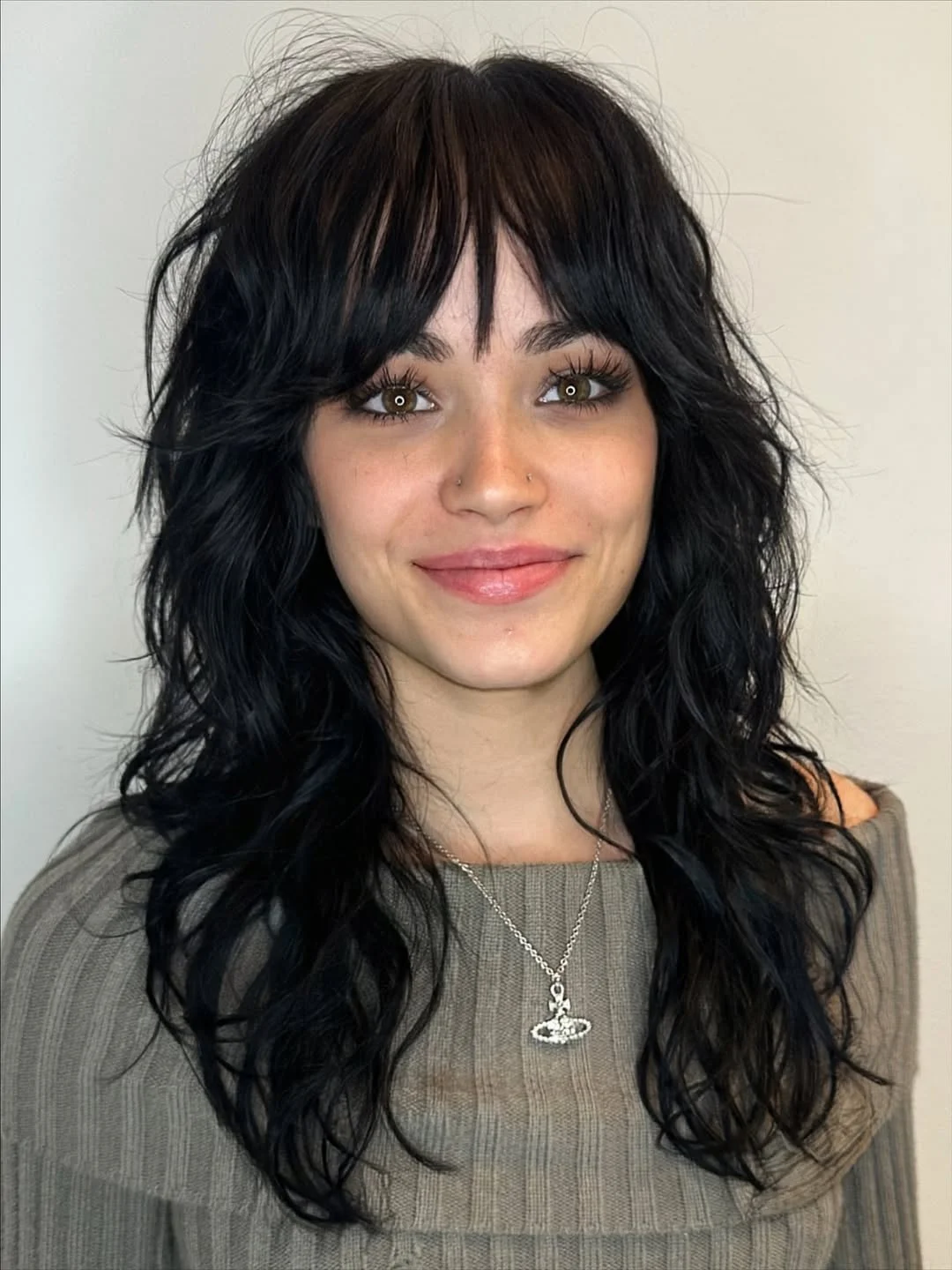 messy summer shag haircut 2026 Soft Black Shag With Feathered Summer Bangs