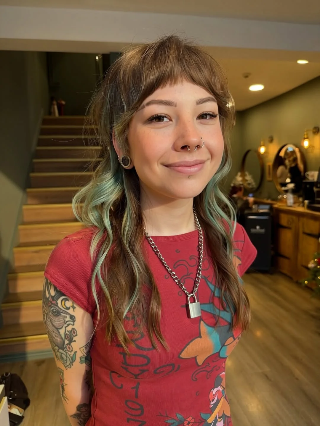 messy summer shag haircut 2026 Mint-Tipped Shag With Playful Summer Color