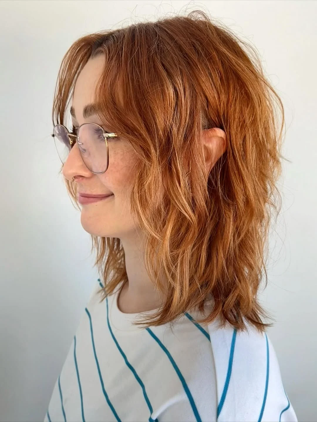 messy summer shag haircut 2026 Peachy Copper Shag Without Heavy Bangs