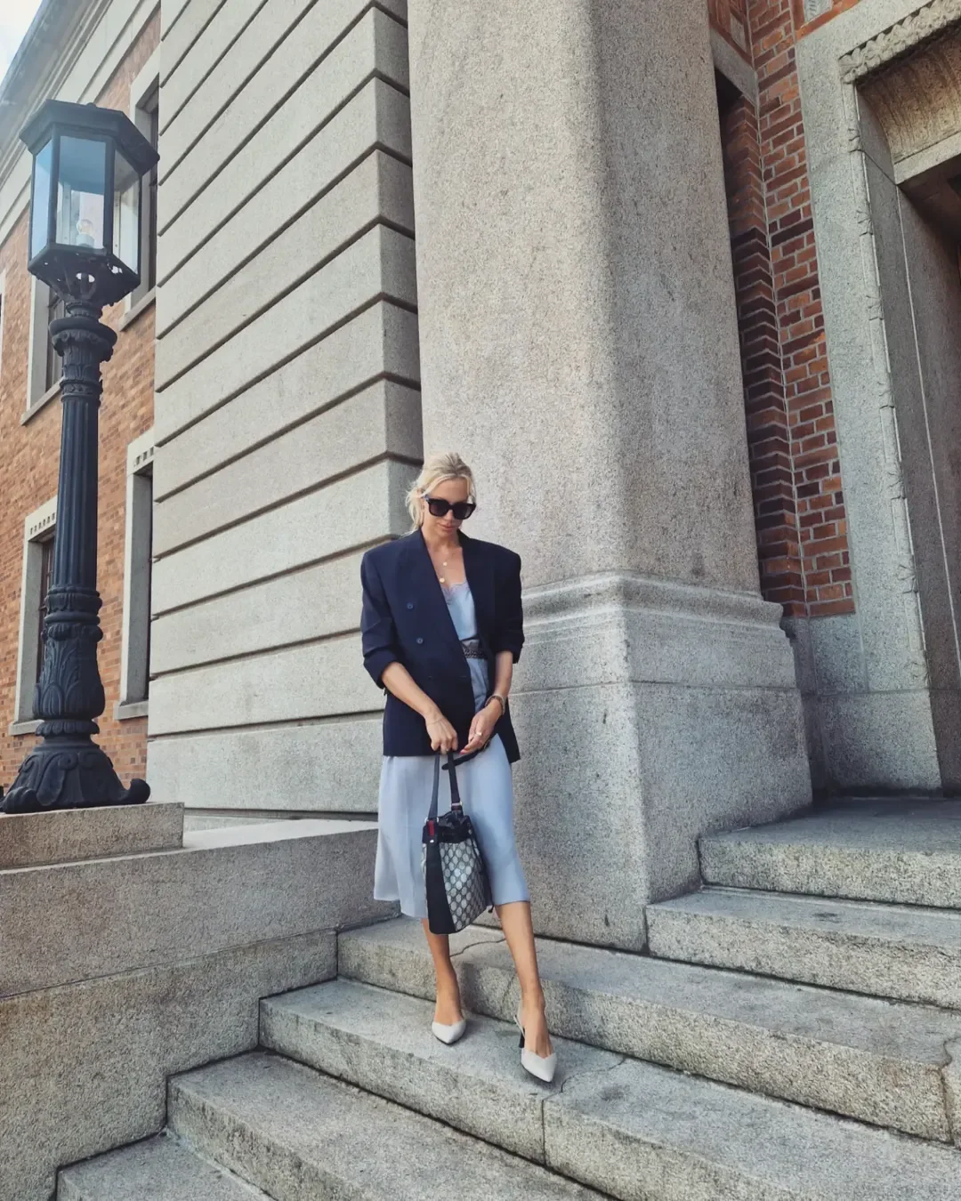 oversized summer outfit 2026 Sharp Oversized Blazers with Slip Dresses in the City