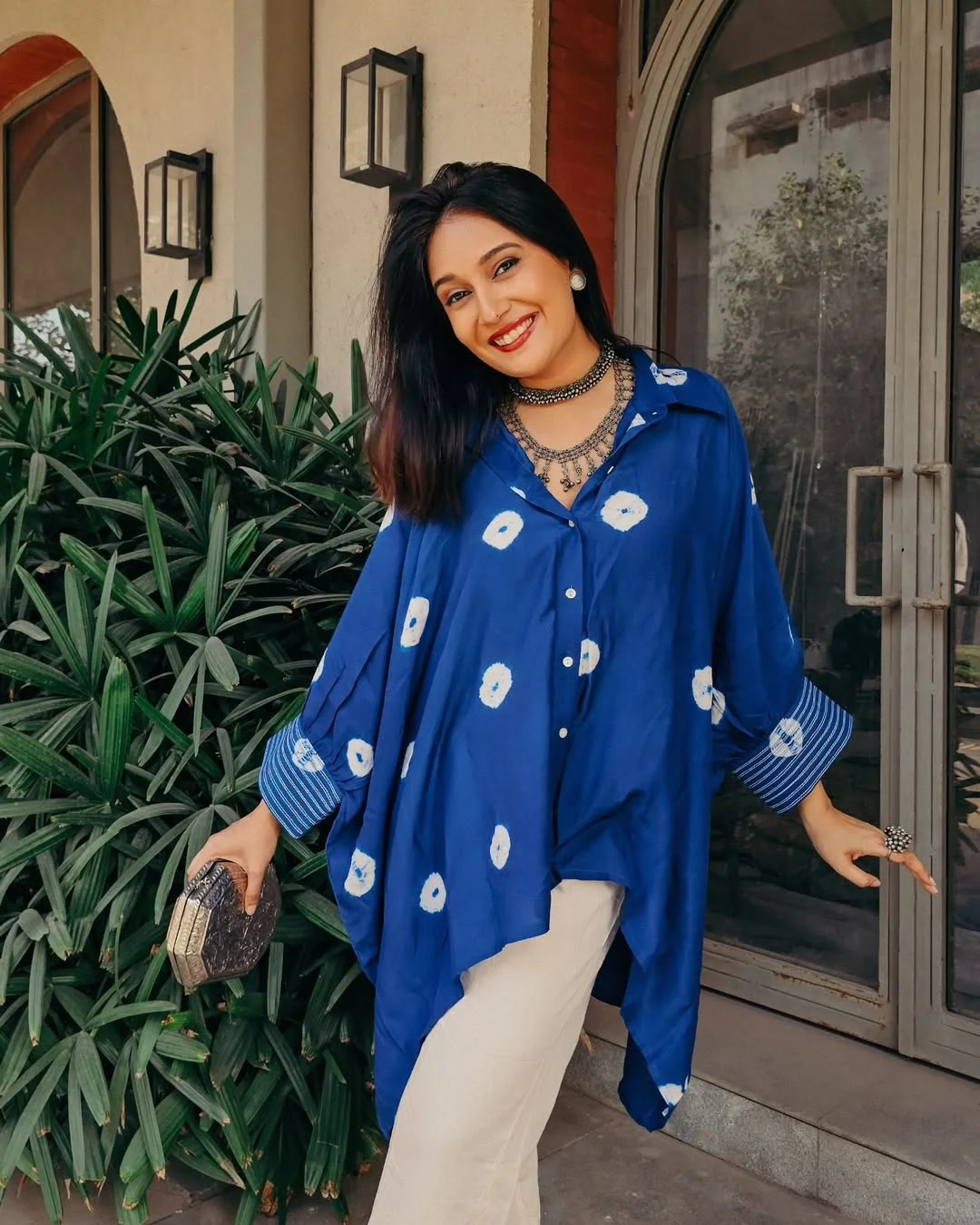 oversized summer outfit 2026 Bold Blue Oversized Tunics with Relaxed Summer Trousers