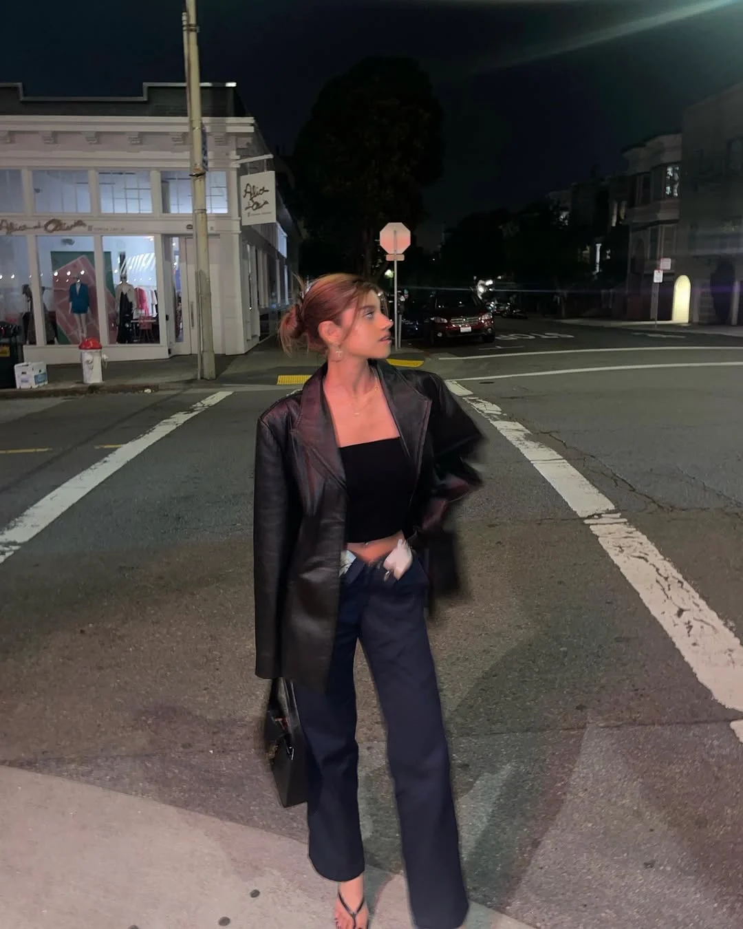 oversized summer outfit 2026 Oversized Leather Layers for Summer Night Styling