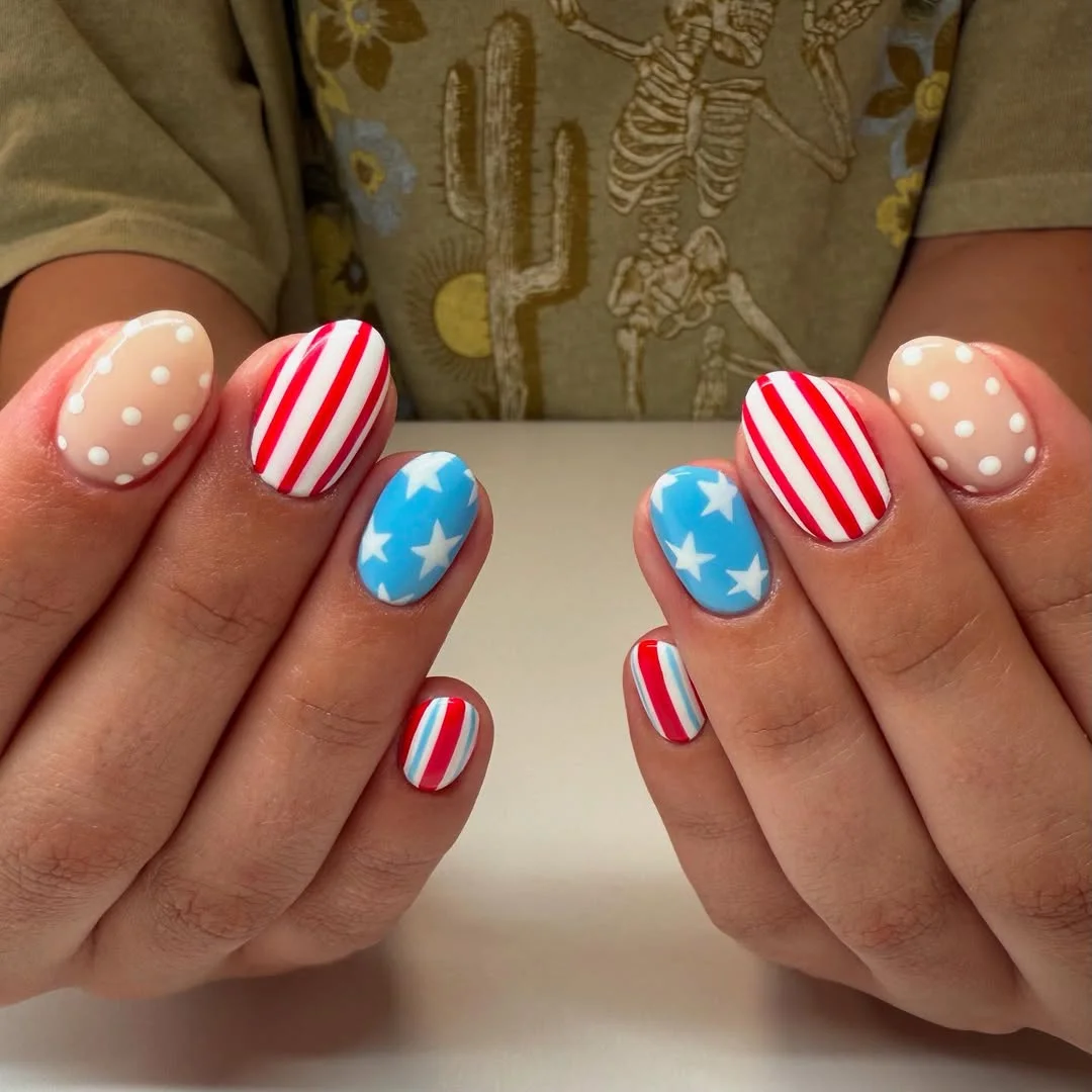 patriotic nails 2026 + Playful Stars and Candy Stripes for a Holiday Weekend