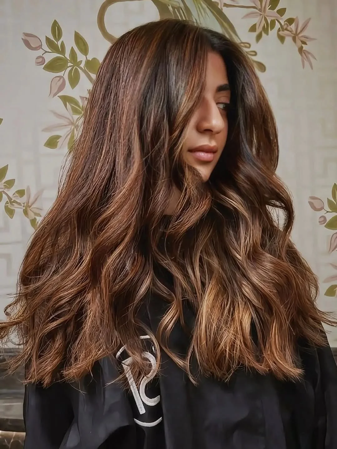 rich summer hair color ideas for brunettes 2026 + Warm Chestnut Waves With Caramel Glow Through The Ends