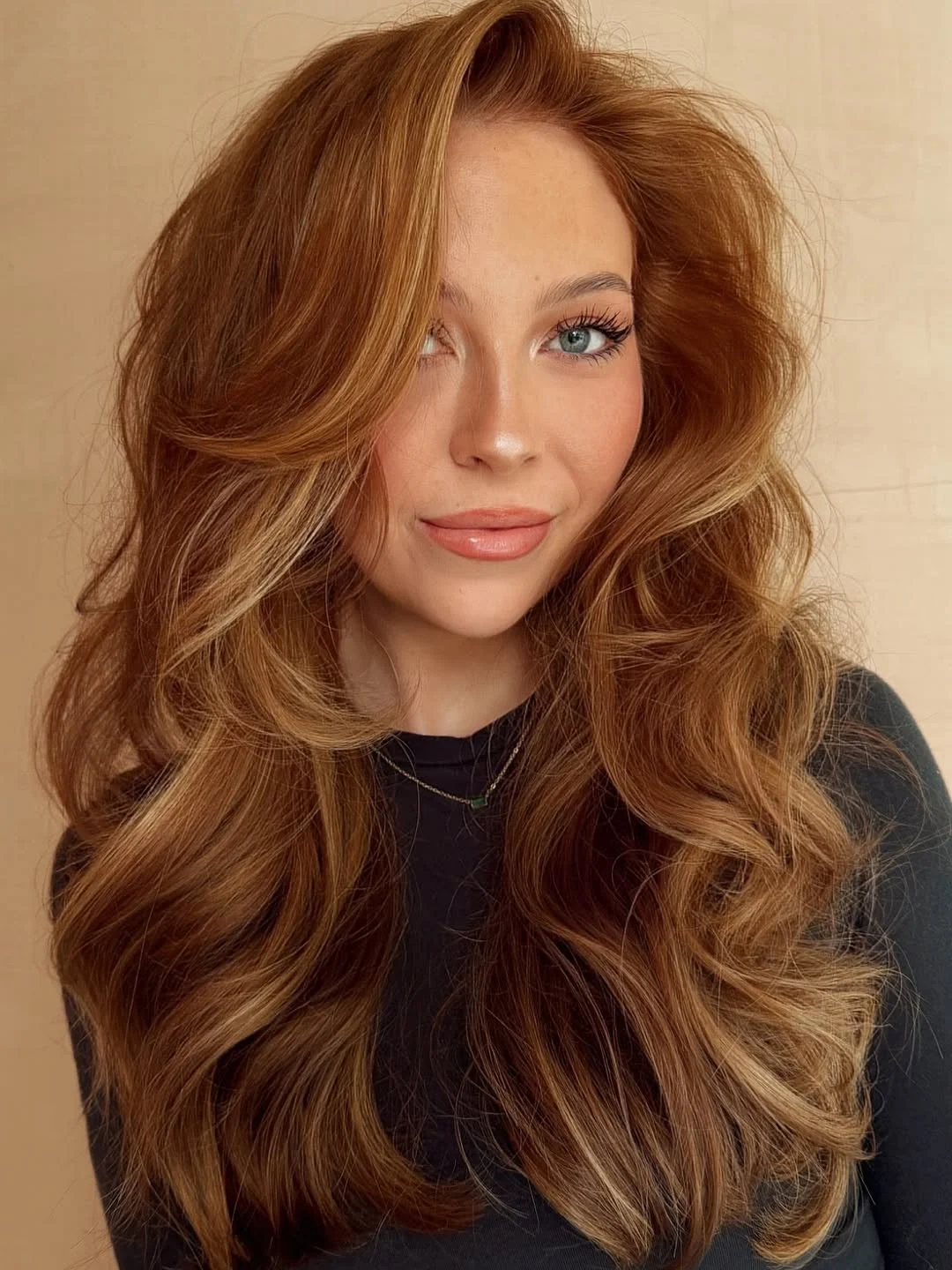 rich summer hair color ideas for brunettes 2026 + Golden Copper Brunette With Bright Face-Framing Glow