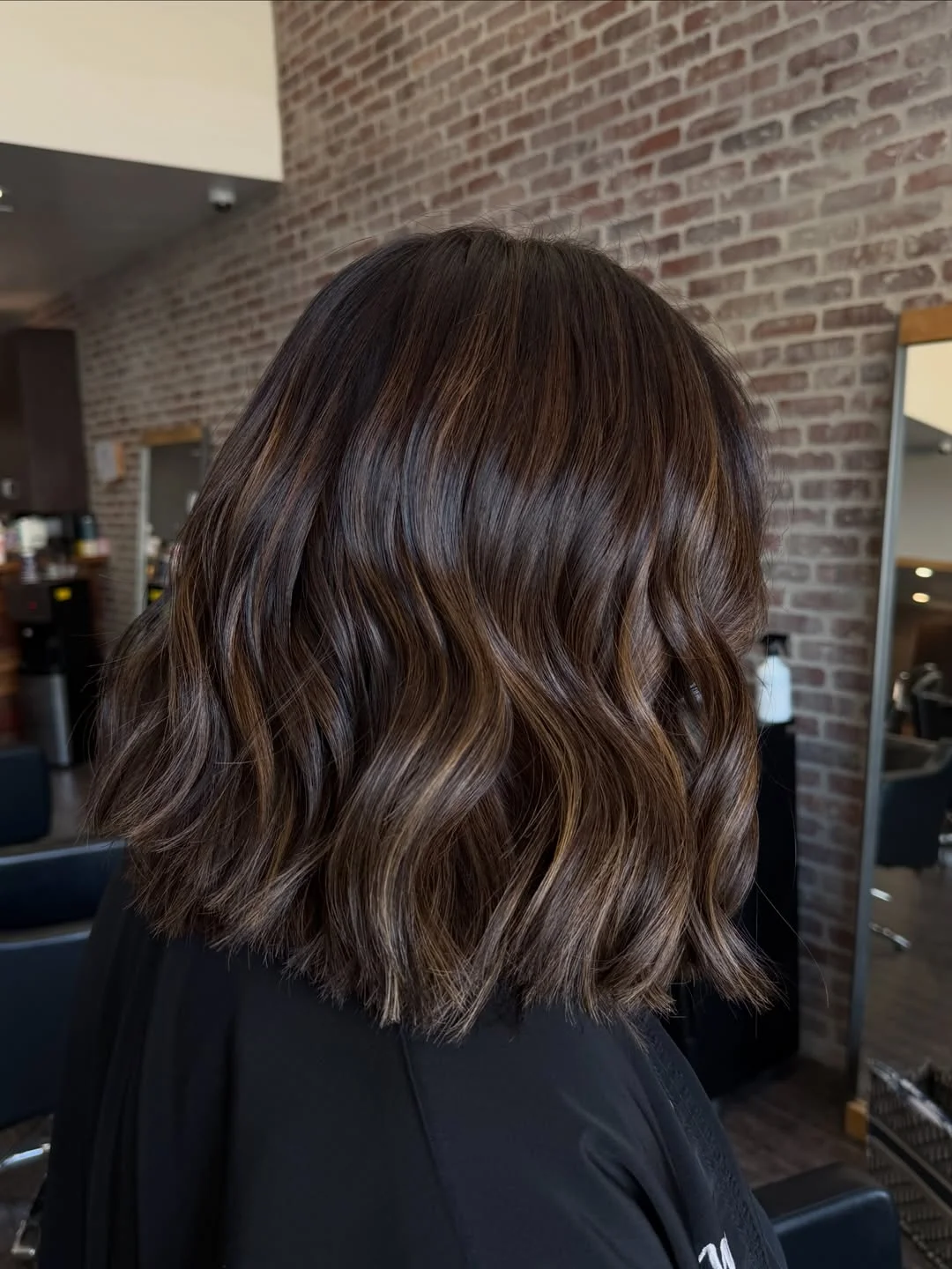 rich summer hair color ideas for brunettes 2026 + Espresso Lob With Fine Mocha Ribbons