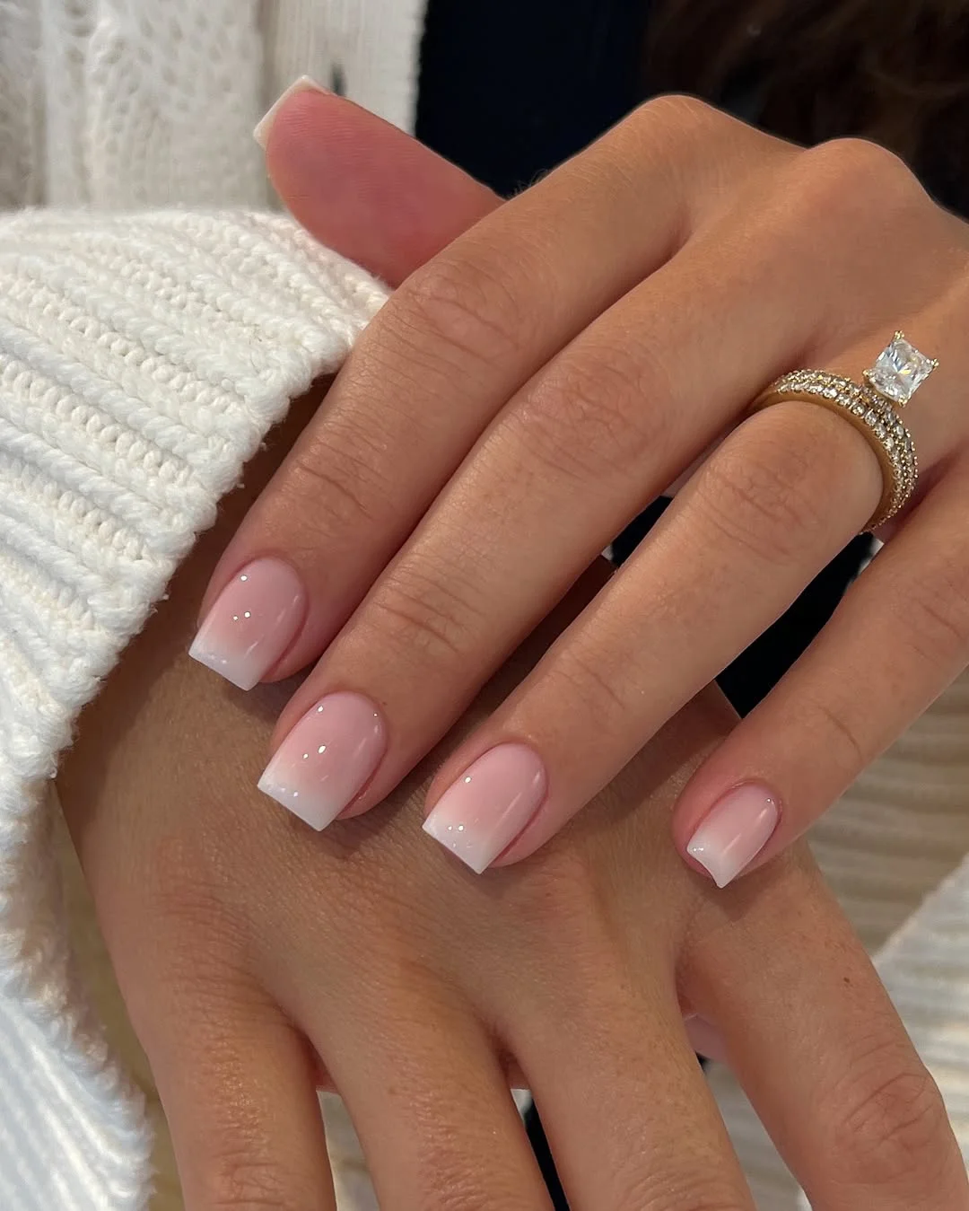 short squoval nails design 2026 + Sheer Pink Squoval French Tips with a Polished Glow