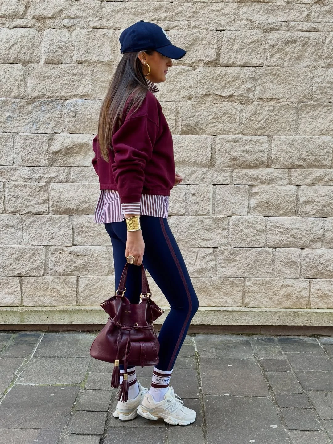 sporty legging outfits summer 2026 Preppy Sport Layers With Navy Leggings