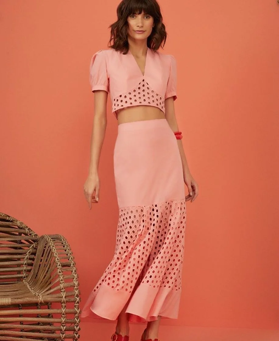 summer clothes essentials 2026 Pink Eyelet Co-Ord For A Soft Statement Summer
