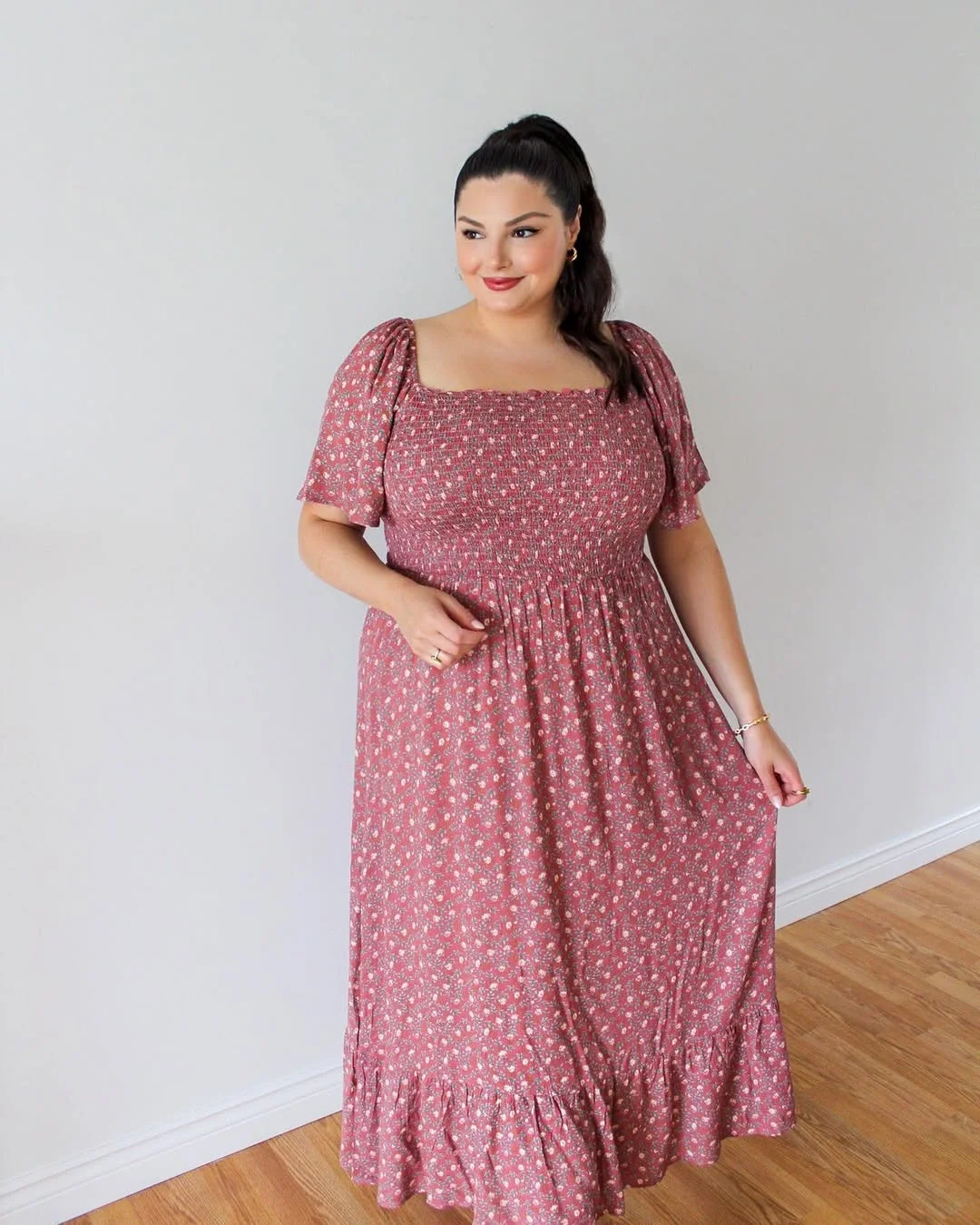 summer flowy maxi dresses 2026 + Dusty Rose Florals With A Smocked Romantic Shape